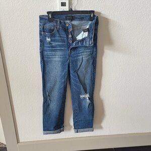 Kendall & Kylie Dark Blue Cropped Jeans